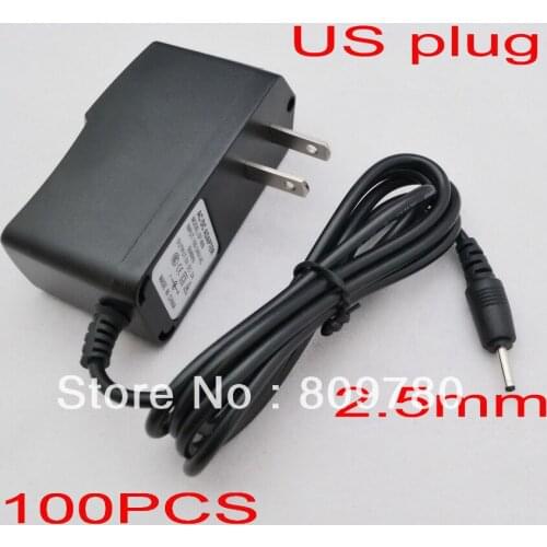 High quality IC version 100PCS AC 100V-240V Converter Adapter DC 5V 2000mA Power Supply US Plug DC 2.5mm x 0.8mm For Tablet PC