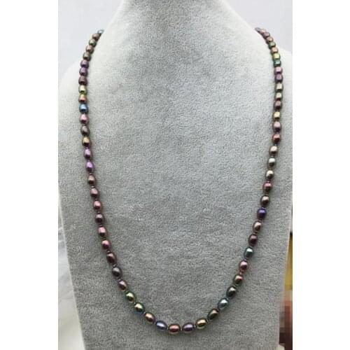 100% Real Pearl Jewelry ,6-7mm Rice Freshwater Pearl Necklace,Women Party ,Love,Mothers Day Gift