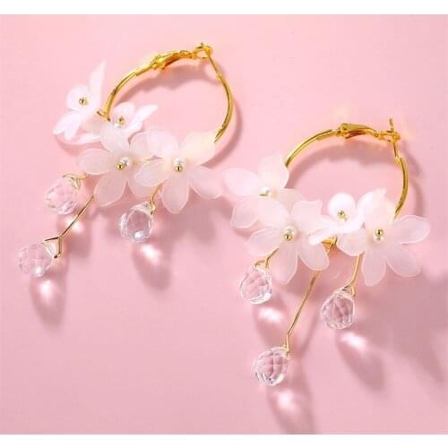 FNIO New Korean Petal Acrylic Tassel Earrings Brincos OorbellenTransparent Earrings Wholesale Womens Earrings
