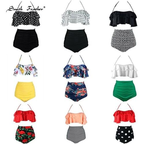 South Feather 2019 New Bikinis Women Swimsuit High Waist Bathing Suit Plus Size Swimwear Push Up Bikini Set Vintage Beach Wear