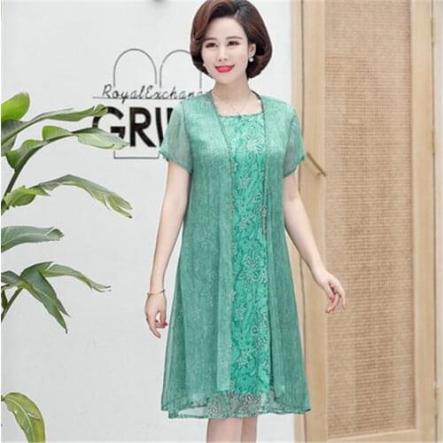 2 Pieces Women Dress Elegant Chiffon Dress Floral Printed Summer Dresses Plus Size XL-6XL Vestidos Mother Clothes T280