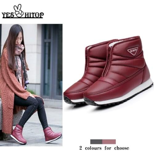 Snow boots woman black ankle winter boots women waterproof flat 2019 red botas femininas de inverno
