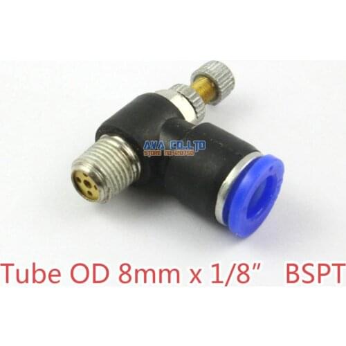10 Pieces Tube OD 8mm x 1/8" BSPT Air Flow Control Valve Pneumatic Connector Push In To Connect Fitting