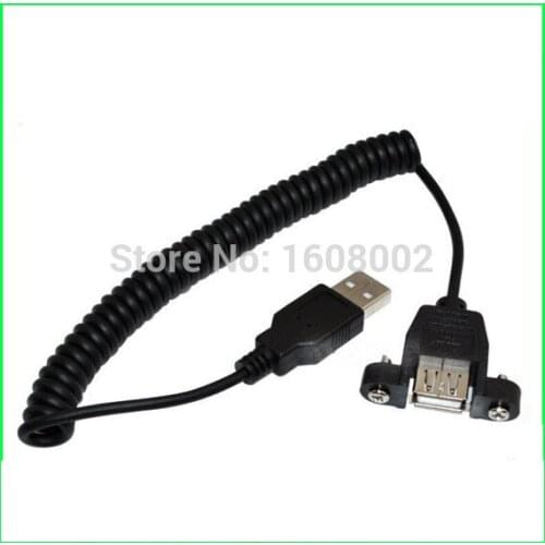 100pcs X1.5m USB 2.0 A male to A female panel mount extension coiled Spiral cable Freeshipping