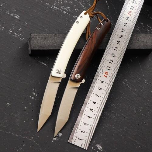 14c28n steel ox bone handle sandalwood handle pocket folding knife outdoor camping hunting knife EDC tool knife