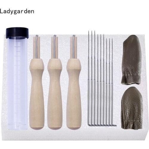 16PCS Felt Craft Felting Needles Wool Felt Pocked Needles Set Hand Craft Needle Felting Tools Needles Wooden Stamp Finger Cots