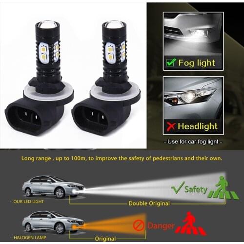 2Pcs H27 881 889 50w 2400LM 6000K Super White Car Fog Led Bulb Light Front Head Driving Running Lamp 12V Autopart Accessorie