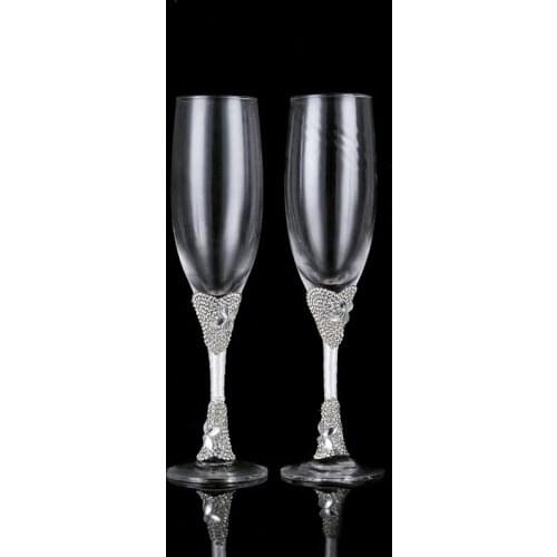 2Pc/Set Creative Gift Bridal and Groom Champagne Flutes Wedding Glasses Set Cup Toasting Goblet Wedding Home Hotel Decoration