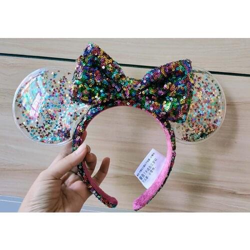 2020 Disney Park Sparkle Minnie Mickey Ears Rainbow Star Confetti Sequin Headband