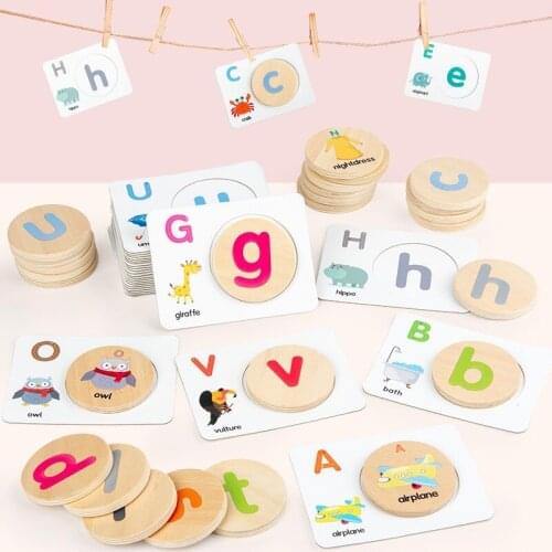 26 English Letters Matching Cognitive Card Baby Early Childhood Education Spell Word Game Enlightenment Intelligence Wooden Toy