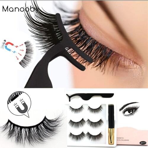 3 Pairs/set Magnetic Eyelashes 3D Mink False Eyelashes Set Glue-free Magnet Eyelashes Thick Bushy Curly Eyelash Extend Makeup