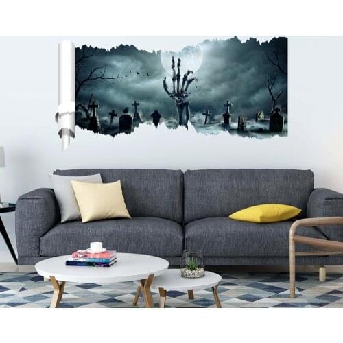 70*35cm Horror Halloween 3D Wall Stickers Halloween Room Decoration Removable Pumpkin Home Decor Wallpapers