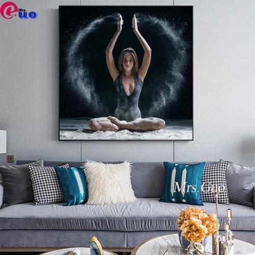 DIY 5D Diamond Painting Yoga Woman Full Square Round Drill Diamond Embroidery Art Portrait Girl Mosaic Home Decor Gift