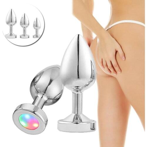 Anal Plug Sex Toys Touching Glowing Stainless Smooth Steel Butt Plug Tail Trainer For Women/Man Anal Dildo Adults Sex Shop