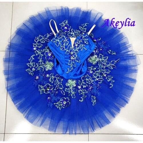 Pancake tutu blue bird girls professional ballet tutus royal blue swan classical ballet stage costume girl woman variation 19052