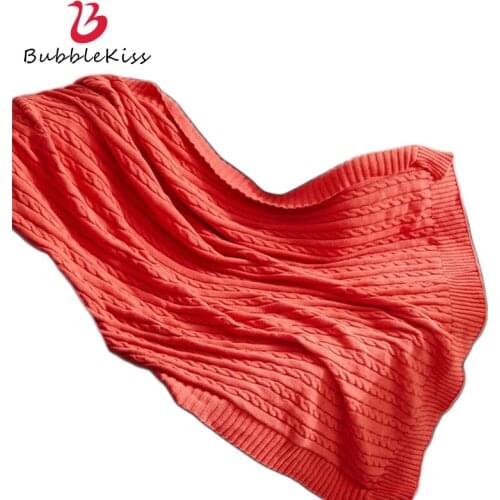Bubble Kiss Cotton Knitted Throw Blanket Home Sofa Bed Double-Side Thread Blanket Thickened Solid Color Twist Sofa Cover Blanket
