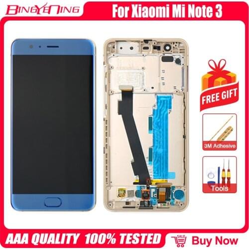 For 5.5" Xiaomi Mi note 3 LCD screen display+touch panel digitizer with frame+ fingerprint for Mi note 3 with home button