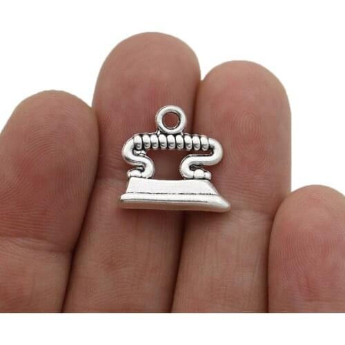 JAKONGO Silver Plated Electric Iron Charms Pendants for Jewelry Making Bracelet DIY Accessories 18x17mm 15pcs