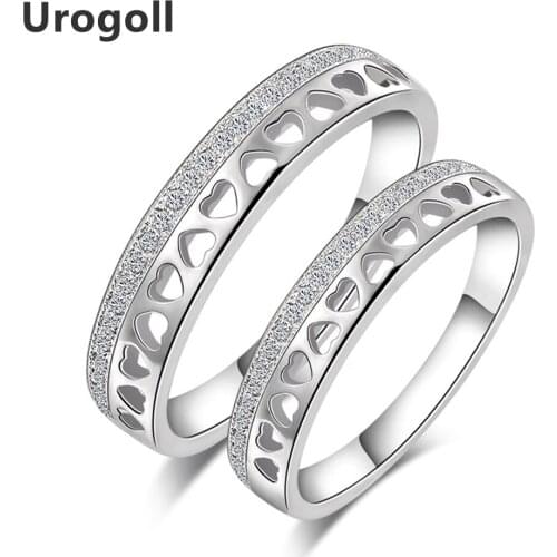 Classic Real Sterling Silver Jewelry AAA Zircon Heart Rings for Lovers Engagement Romantic Female Rings Silver 925 Jewelry