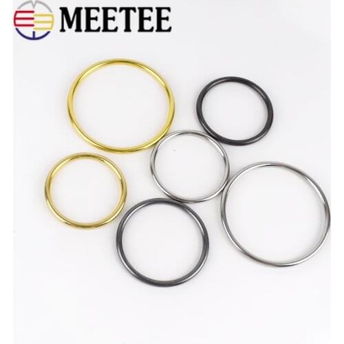 Meetee 5pcs O Ring Metal Round Circle 20-50mm for Clothing Handbag Decoration Button Hardware Leather Crafts Accessories BF264