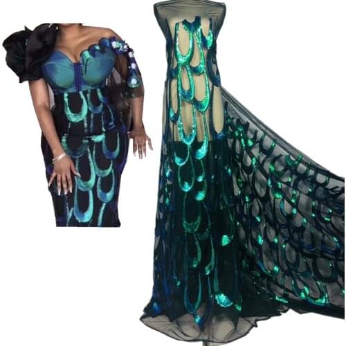 Sequin lace fabric african french lace 2019 high quality nigerian tulle lace fabric for wedding dress with sequins