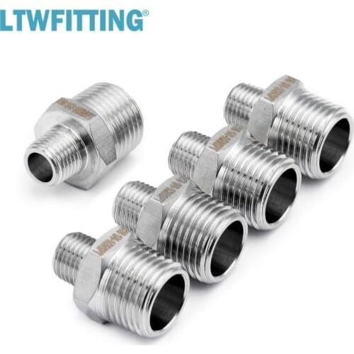 LTWFITTING Stainless Steel 316 Pipe Hex Reducing Nipple Fitting 1/2-Inch x 1/4-Inch Male BSPT