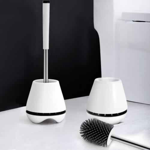 TPR Silicone Head Toilet Brush Set with Base Floor-standing WC Cleaning Tools Durable Home Cleaner Modern Bathroom Accessories