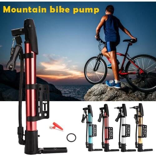 Portable mini bicycle manual high pressure pump blue ball tire air pump aluminum alloy mountain bike pump football