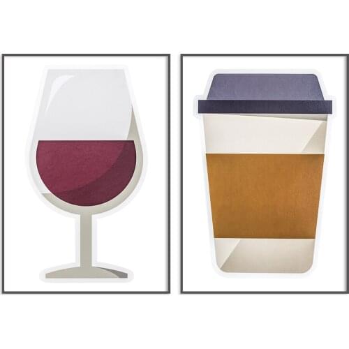 Coffee And Wine Wall Art Canvas Painting Quotes Print Abstract Wine Art Poster Minimalist Wall Pictures Kitchen Home Decoration