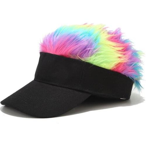 2020 New Mens Womens Wig Baseball Hat Caps Adjustable Sun Visor Baseball Cap With Spiked Hairs Outdoor Unisex