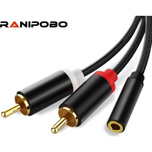 3.5mm Female Jack to 2 RCA Male AUX Cable Stereo Splitter Adapter Cable For Smartphone Amplifiers Audio Home Theater Cable RCA