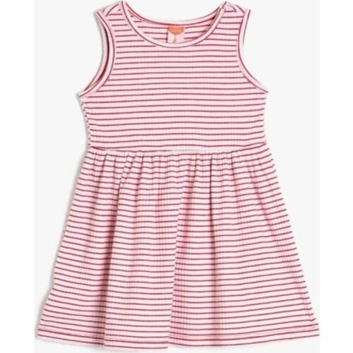 Striped Dress Polyester Strap Red