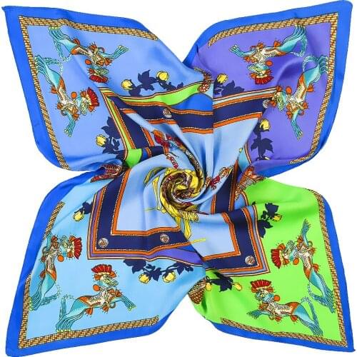 60*60cm square silk scarf fashion horse print ladies headband handkerchief luxury brand womens head scarf beach shawl ML6