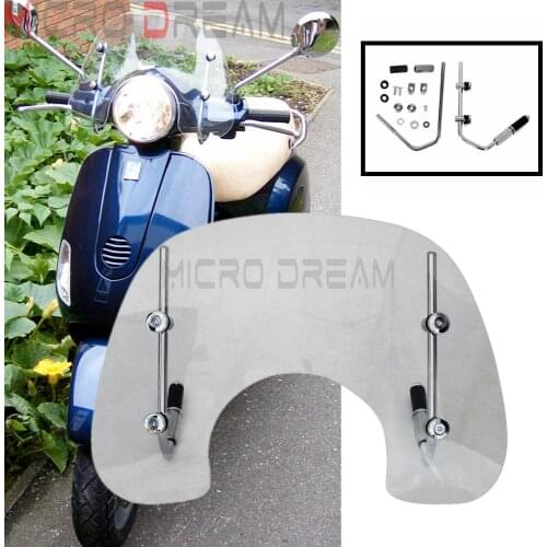 Scooter Clear Windscreen Front Windshield Spoiler Air Deflector w/ Mount Bracket For Vespa LX150 LX50 Reduce Wind Speed Airflow