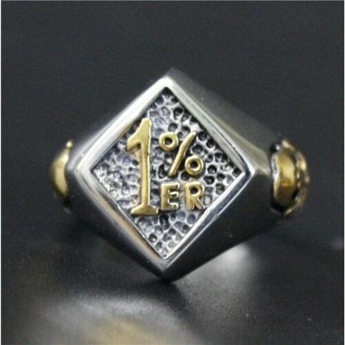 Size 7~14 Fashion Polishing Gold Fashion 1%ER Skull Ring 316L Stainless Steel Jewelry New BikerRing