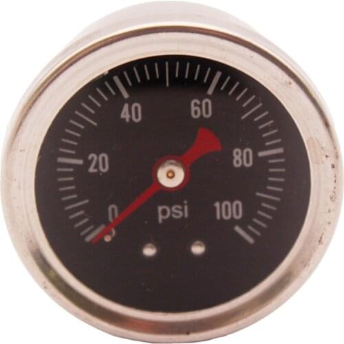 Fuel Pressure Regulator Gauge 0-100 Psi Bar Liquid Fill Chrome Fuel Oil Rail