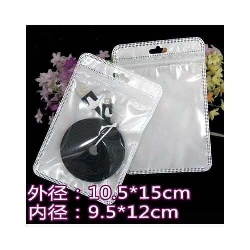Retail 10.5*15cm 4.13"x5.9" 300Pcs/Lot White / Clear Self Seal Zipper Plastic Package Bags With Hang Hole Zip Lock Packing Bags