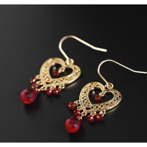 DAIMI Water Drop Ruby Earrings Female 14k Gold Filled Earrings Niche Designer Gift Customization