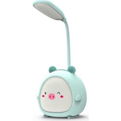 Cartoon Pig Usb Recharge Battery Led Table Lamp Child Eye Protection Hose 360 ° Any Angle Desk Night Light