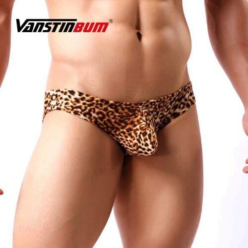 VANSTINBUM Briefs Sexy Low-rise Mens Leopard Underwear Boy Gay U Pouch Bulge Breathable Bikini Slip Hombre Cueca Masculina