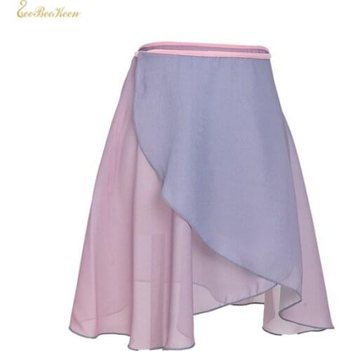 Ballerina Chiffon Dance Yoga Practice Skirt Women short Gradient Skirt Teachers Gymnastics Ballet Wrap skirt Ballet Dance Skirt