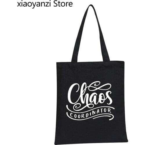 Chaos Coordinator mom life Print Women Shoulder Bag Casual Funny Handbags For Lady Eco Reusable Shopping Bag Wholesale SL-994