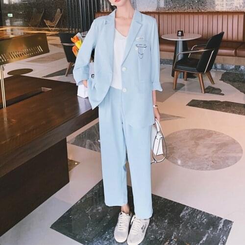 Women Blazer And Pencil Pants Sets Two Pieces OL Single Breasted Jacket Formal Suit Casual Office Lady Work Trousers Spring Summ