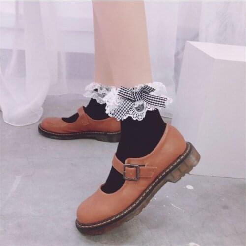 1Pair Sweet Retro Lace Short Socks Lolita Frilly Ruffle Cotton Princess Socks Girls Harajuku Ankle Socks D484