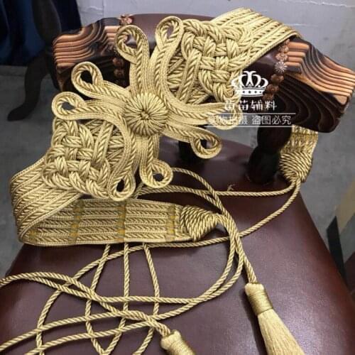 1 piece Handmade lace hand-woven ribbon golden belt, military uniforms, dresses, dance clothes, decorative buckles