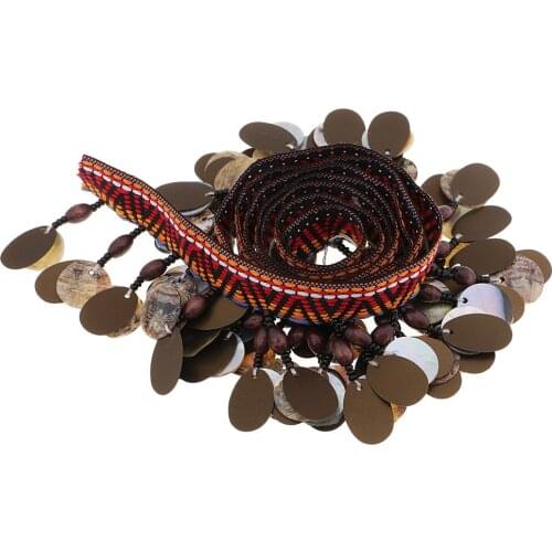 1 Yard Ethnic Sequin Shell Beaded Tassel Edging Fringe Trim for Sewing DIY Craft Millinery Clothing Decoration