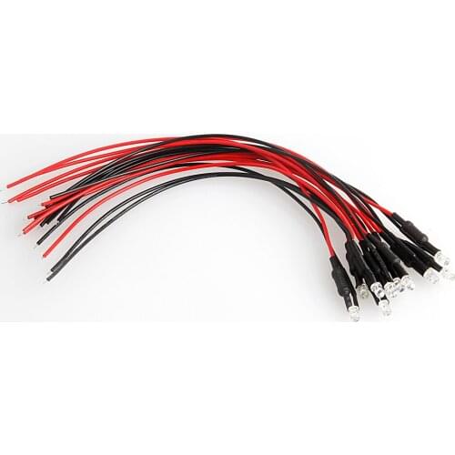 10pcs DC 24V 18cm 3mm Pre Wired LED Lamp Light Bulb Emitting Diode