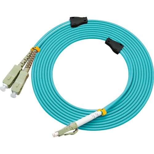 150 Meters LC-SC Indoor Armored Duplex 10 Gigabit 50/125 Multi-mode Fiber Optical Cable OM4 Aqua 10GB LC to SC Patch Cord Jumper