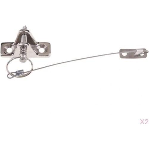 2pcs 316 Stainless Steel Boat Bimini Top Deck Hinges With Pin And Lanyard