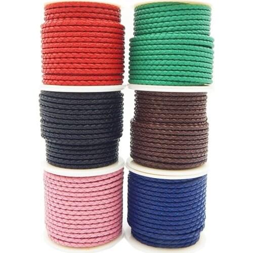 3mm Width Leather Cord Woven Leather Cowhide Rope 8 meters/roll
